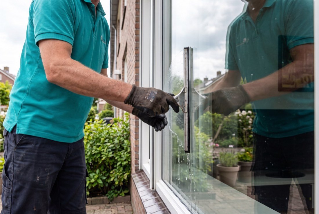 Trekker over het raam van een woning